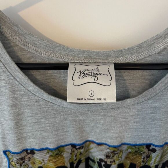 Disney Boutique Grey Mesh Panel Mickey Mouse Short Sleeve T-Shirt - Picture 3 of 4